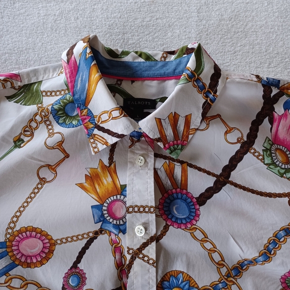 TALBOTS Classic Cotton Shirt - Links & Ribbons, size L - Picture 5 of 15